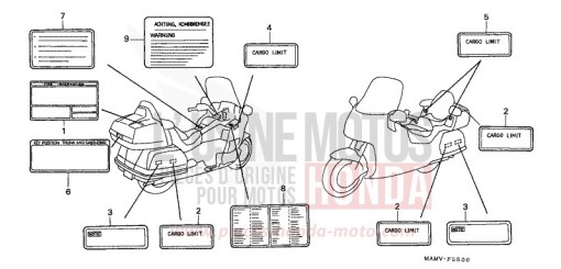 ETIQUETTE DE PRECAUTIONS (1) GL1500SEW de 1998